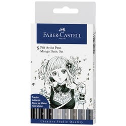 Image for Faber-Castell PITT Manga Artist Pens, Assorted Tip, Assorted Color, Set of 8 from School Specialty