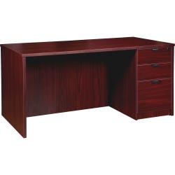 Image for Lorell Prominence Laminate Desk, Full Right Pedestal, 60 x 30 x 29 Inches, Mahogany from School Specialty