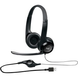 Image for Logitech H390 Comfortlog Binaural USB Headset, Black/Silver from School Specialty