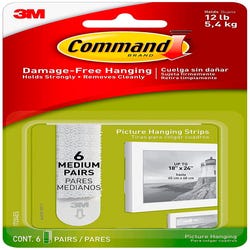 Image for Command Medium Picture Hanging Strips, 3 Pound Capacity, White, Pack of 6 from School Specialty