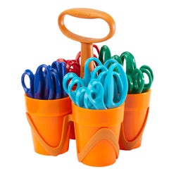 Fiskars 5 Inch Pointed Tip Kids Scissors Classroom Pack Caddy, Pack of 24 089630