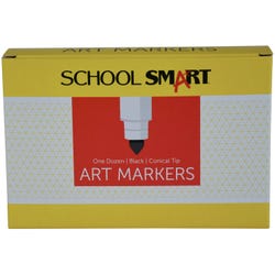 School Smart Art Markers, Conical Tip, Black, Pack of 12 2002993
