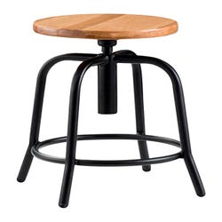 Image for NPS® 18” - 25” Height Adjustable Designer Stool, Wooden Seat and Black Frame from School Specialty
