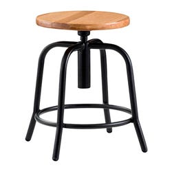 Image for NPS® 18” - 25” Height Adjustable Designer Stool, Wooden Seat and Black Frame from School Specialty