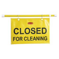 Image for Rubbermaid Hanging Safety Sign, 49-1/2 Inches, Closed for Cleaning, Yellow from School Specialty