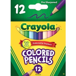 Image for Crayola Short Colored Pencils, Half Size, Assorted Colors, Set of 12 from School Specialty