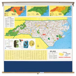 Image for Nystrom North Carolina Pull Down Roller Classroom Map, 64 x 50 Inches from School Specialty