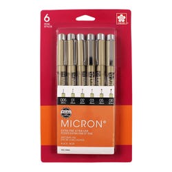 Image for Sakura Pigma Micron Non-Toxic Waterproof Permanent Marker, Black, Pack of 6 from School Specialty