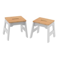 Image for Melissa & Doug Wooden Stools, 12 x 11 x 11 Inches, White/Natural, Set of 2 from School Specialty