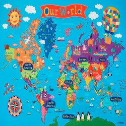 Image for Round World Kid's Our World Laminated Wall Map from School Specialty