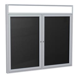 Image for Ghent 3 Door Outdoor Enclosed Vinyl Letter Board with Satin Aluminum Illuminated Headliner Frame, 4 x 6 Feet, Black from School Specialty