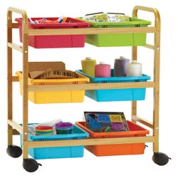 Image for Copernicus Small Bamboo Book Browser Cart with Vibrant Tub Combo, 28 x 16 x 37-1/2 Inches from School Specialty