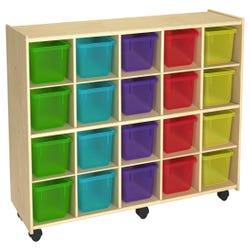Image for Childcraft Mobile Cubby Unit with Locking Casters, 20 Translucent Color Trays, 47-3/4 x 14-1/4 x 30 Inches from School Specialty