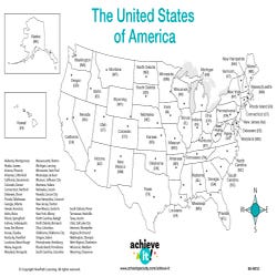Image for Achieve It! US Map Mats, Set Of 10 from School Specialty