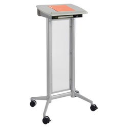 Image for Safco Impromptu Lectern, 26-1/2 X 18-3/4 X 46-1/2 in, Polycarbonate Panel/Steel Frame, Gray, Powder Coated from School Specialty