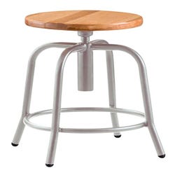 Image for NPS® 19” - 25” Height Adjustable Designer Stool, Wooden Seat and Gray Frame from School Specialty