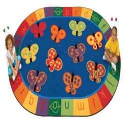 Image for Carpets for Kids KIDSoft 123 ABC Butterfly Fun Carpet, 3 Feet 10 Inches x 5 Feet 5 Inches, Oval, Multicolored from School Specialty