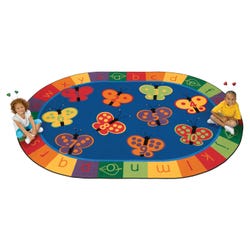 Image for Carpets for Kids KIDSoft 123 ABC Butterfly Fun Carpet, 3 Feet 10 Inches x 5 Feet 5 Inches, Oval, Multicolored from School Specialty