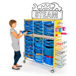 Image for TeacherGeek Ultimate STEAM Maker Activity Cart, Blueberry with STEAM Sign from School Specialty