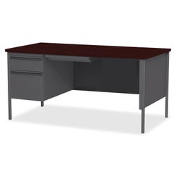 Image for Lorell Mahogany Laminate Fortress Series, Left Pedestal Desk, 66 x 30 x 29-1/2 Inches, Mahogany/Charcoal from School Specialty
