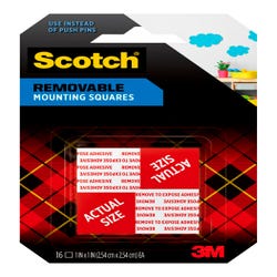 Image for Scotch Removable Mounting Square, 1 L x 1 W in, Gray, Pack of 16 from School Specialty