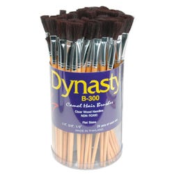Image for Dynasty Brush B-300 Multi-Purpose Camel Hair Brushes in Canister, Short Wood Handle, Assorted Sizes, Set of 72 from School Specialty