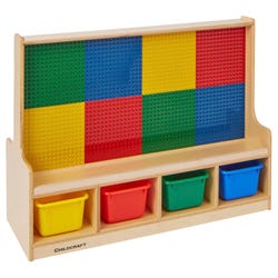 Image for Childcraft Dual-Sided Building-Brick Activity Center with Solid-Color Trays, PreK Grids, 39-1/2 x 14-1/4 x 30 Inches from School Specialty