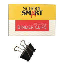 School Smart Binder Clip, Large, 2 Inches, Pack of 12 Item Number 032403