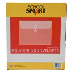 School Smart Expanding Poly String Envelopes, Letter Size, Side Load, Clear, Pack of 12 082261