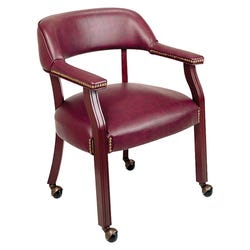 Image for Lorell Captain Side Chair, Casters, 24 x 25 x 30-3/4 Inches, Burgundy from School Specialty