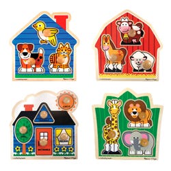Image for Melissa & Doug Jumbo Knob Puzzles, 3 to 4 Pieces Each, Set of 4 from School Specialty