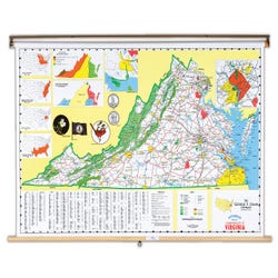 Image for Nystrom Virginia Pull Down Roller Classroom Map, 68 x 50 Inches from School Specialty