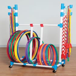 Image for Sportime Hoop-N-Rope Cart, 21 x 48 x 67 Inches, Holds Over 100 Hoops from School Specialty