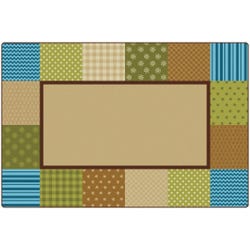 Carpets for Kids KIDSoft Pattern Blocks Carpet, 6 x 9 Feet, Rectangle, Nature Colors, Brown, Item Number 1576143