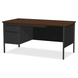 Image for Lorell Walnut Laminate Fortress Series, Left Pedestal Desk, 66 x 30 x 29-1/2 Inches, Walnut/Black from School Specialty