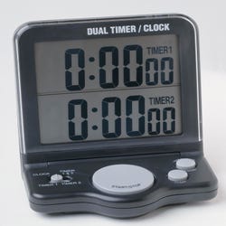 Champion Dual-Countdown Mini Tabletop Timer, Digital LCD, Black, Item Number 007346
