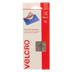 Image for VELCRO Brand Hook and Loop Sticky Thin Fastener Circles, 5/8 Inch, Clear, Pack of 75 from School Specialty