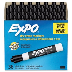 Image for EXPO Low Odor Dry Erase Markers, Chisel Tip, Black, Pack of 36 from School Specialty