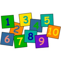 Childcraft Numbers Washable Carpet Squares, 15 x 15 Inches, Primary Colors, Set of 10, Item Number 2040793