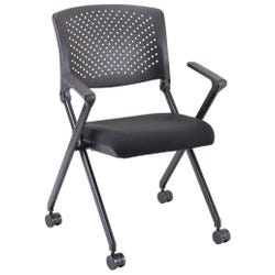 Image for Lorell Plastic Arms/Back Nesting Chair, Casters, 24-3/8 x 22-7/8 x 35-3/8 Inches, Black, Carton of 2 from School Specialty