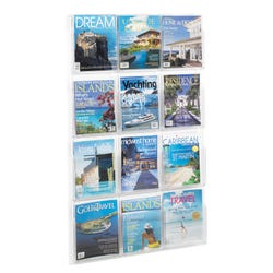Safco Vertical Wall Mount Reveal Magazine and Pamphlet Display with Mounting Hardware, 12 Magazines, 30 x 2 x 49 Inches, Item Number 1286029