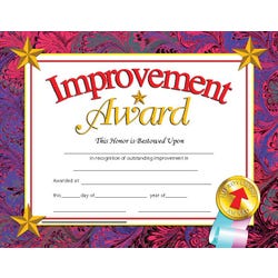 Image for Hayes Improvement Certificate, 11 x 8-1/2 inches, Paper, Pack of 30 from School Specialty