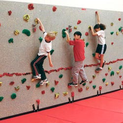 Image for Everlast Physical Education Complete Traversing Wall Package, 8 x 40 Foot Wall, Blue Mat from School Specialty