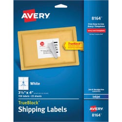 Image for Avery TrueBlock Shipping Labels, Inkjet, 3-1/3 x 4 Inches, White, Pack of 150 from School Specialty