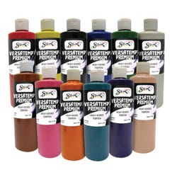 Sax Versatemp Premium Heavy-Bodied Tempera Paint, 1 Pint Bottles, Assorted Colors, Set of 12 Item Number 1592737