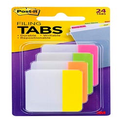 Post-it Filing Tabs, 2 Inches, Flat, Assorted Bright Colors, Pack of 24, Item Number 2101145