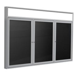 Image for Ghent 3 Door Enclosed Vinyl Letter Board with Satin Aluminum Headliner Frame, 3 x 6 feet, Black from School Specialty