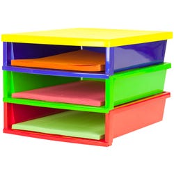 Image for Storex Quick Stack Construction Paper Sorter, 3 Compartments, Multi-Colored from School Specialty