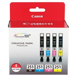 Image for Canon Ink Toner Cartridge, CLI251BCMY, Tri-Color, Pack of 4 from School Specialty