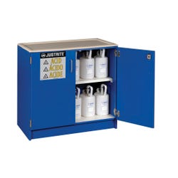 Image for Justrite Corrosive Storage Cabinet, 36 x 22 x 35-3/4 Inches, 23 gal, Wood, Blue from School Specialty